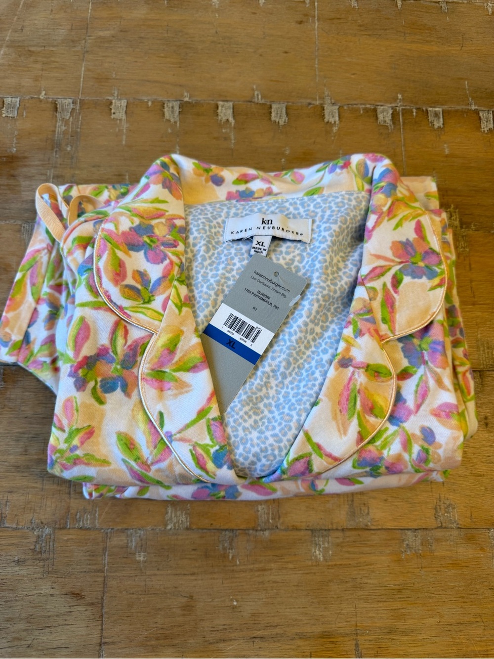 Karen Neuburger Floral Cotton Pajama Set in Pink, Green & Yellow - Picture 15 of 15